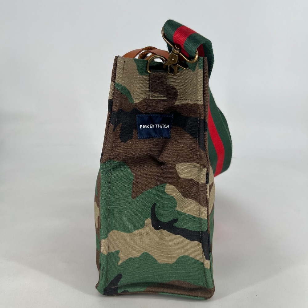 Parker Thatch Mimi Medium Camo Red Stripe Tote Bag Handbag - Picture 4 of 14